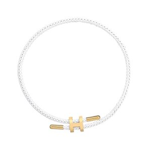aimade bracelets for women girls adjustable charm bracelet, 18k gold-plated buckle design titanium steel wire rope women's gift jewelry (white)
