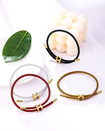 AIMADE Bracelets for Women Girls Adjustable Charm Bracelet, 18k Gold-plated Buckle Design Titanium Steel Wire Rope Women's Gift Jewelry (white)