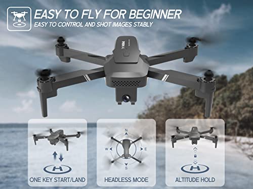 NEHEME NH760 Drones with 1080P HD Camera for Adults, WIFI FPV Live Video, RC Quadcopter Foldable Drones for Kids Beginners, Headless Mode, One Key Start Toys Gifts with 2 Batteries, Upgraded Version