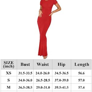 REORIA Women's Summer Sexy Casual Lounge Long Dress Elegant Wedding Guest Short Sleeve Crew Neck Bodycon Maxi Dresses Blue Small