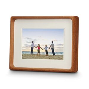 youncewooder 6x8 picture frame, display 4x6 picture with mat, natural teak picture frame display horizontal or vertical for tabletop and wall