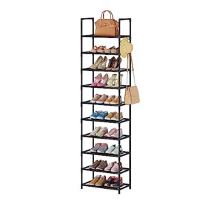 wokkow 10 tiers tall shoe rack for closet entryway 20-25 pairs shoe closet organizers and storage free standing shoe shelf shoe storage with hooks