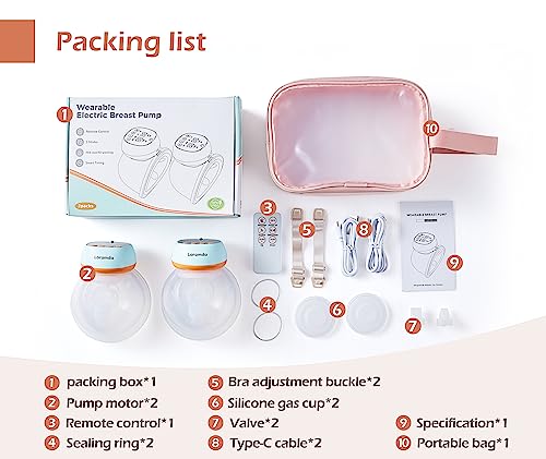 Hands Free Breast Pump︱Remote Control︱FDA Registered︱No Leakage, Painless︱3 Modes & 12 Levels︱Compact and Portable︱Wearable Breast Pump for Housework, Office, Travel or Car Use︱2Pcs(Model: RH-338)