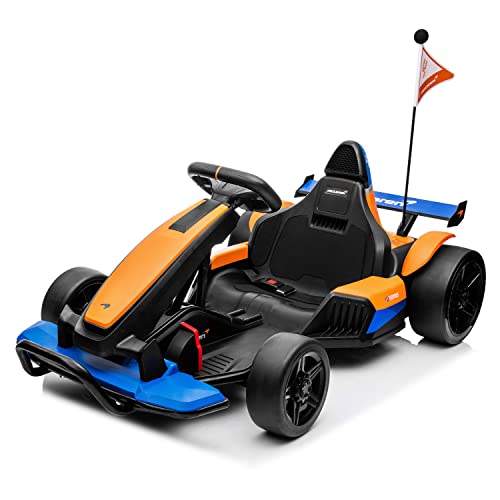 Track Seven Electric Go Kart 24V Battery Powered Electric Vehicle Car Racing Drift Car for Kids Ages 6-15,Compatible for McLaren Kids Go Kart,Bluetooth,8mph Max Speed