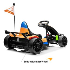 Track Seven Electric Go Kart 24V Battery Powered Electric Vehicle Car Racing Drift Car for Kids Ages 6-15,Compatible for McLaren Kids Go Kart,Bluetooth,8mph Max Speed