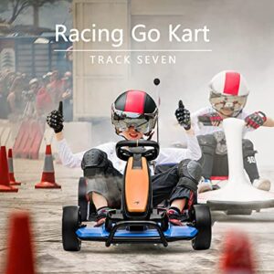 Track Seven Electric Go Kart 24V Battery Powered Electric Vehicle Car Racing Drift Car for Kids Ages 6-15,Compatible for McLaren Kids Go Kart,Bluetooth,8mph Max Speed