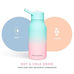 Neon Kactus Tritan Kids Bottle | Kids Water Bottle for School, Travels, Sports | Boys & Girls Drinks Bottle with Straw Lid and Handle | BPA-Free, Reusable, & Dishwasher-Safe | Twist & Shout, 340ml