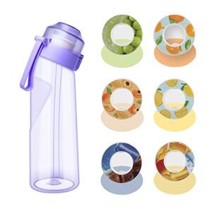 nezababy water bottle with flavor pods,fruit fragrance water bottle,scent water cup,sports water cup suitable for outdoor sports (purple(650ml)+6pcs)