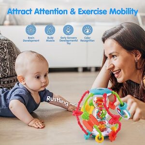 Baby Rattles 6 to 12 Months - Montessori Baby Toys Rainmaker Infant Toys Developmental Toys for Baby Activity Ball Sensory Toys Shaker Ball for Babies Boys Girls Toddler Gift