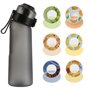 nezababy water bottle with flavor pods,fruit fragrance water bottle,scent water cup,sports water cup suitable for outdoor sports (black(500ml)+6pcs)