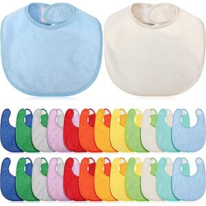 24 pcs baby bibs bulk terry cotton teething bibs baby shower gifts newborn infant bibs washable absorbent baby drooling bibs with adjustable hook and loop closure for boys girls, 12 colors