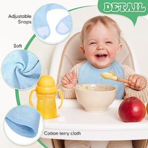 24 Pcs Baby Bibs Bulk Terry Cotton Teething Bibs Baby Shower Gifts Newborn Infant Bibs Washable Absorbent Baby Drooling Bibs with Adjustable Hook and Loop Closure for Boys Girls, 12 Colors