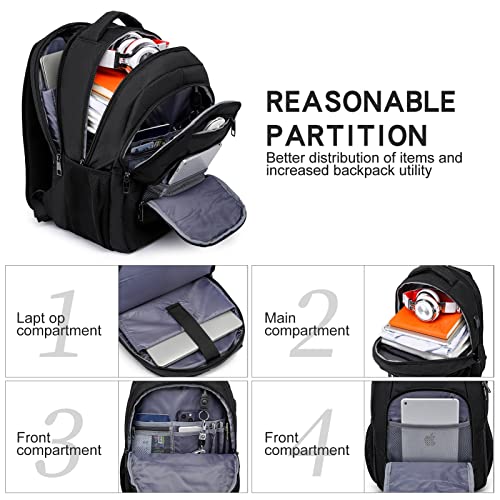 Travel Laptop Backpack, Large School Backpack for Boys, Business Slim Durable Laptop Backpack with USB Charging Port, 15.6 Inch Anti Theft Water Resistant College Computer Bag Daypack for Men Women