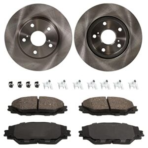 fxoncu front brake disc rotors and pads kit (cast iron) 17004003