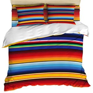 twin comforter covers sets colorful mexican 4 piece duvet cover set lightweight microfiber soft bedding set for adult teen, red orange blue tribe ethnic