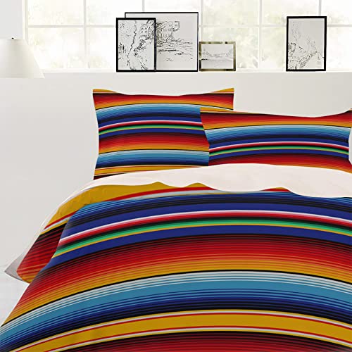 Twin Comforter Covers Sets Colorful Mexican 4 Piece Duvet Cover Set Lightweight Microfiber Soft Bedding Set for Adult Teen, Red Orange Blue Tribe Ethnic