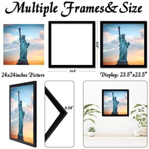 OMAIGAR 24x24 Picture Frame for 24by24 Square Poster Photo Canvas Certificate Black High Transparent Photo Frame Wall Desktop Horizontal Vertical 24 x 24