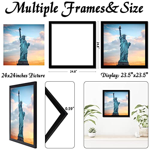 OMAIGAR 24x24 Picture Frame for 24by24 Square Poster Photo Canvas Certificate Black High Transparent Photo Frame Wall Desktop Horizontal Vertical 24 x 24