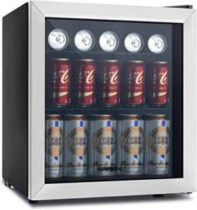 tabu 70 can beverage refrigerator，mini fridge with glass door, beverage cooler for beer soda or wine, ideal for home, office or bar (1.6 cu.ft)