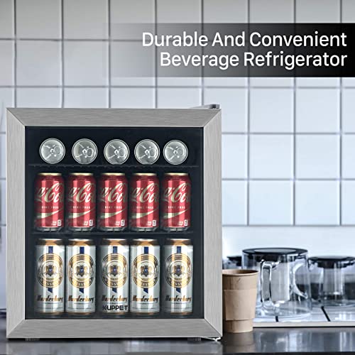 TABU 70 Can Beverage Refrigerator，Mini Fridge with Glass Door, Beverage Cooler for Beer Soda or Wine, Ideal for Home, Office or Bar (1.6 Cu.Ft)