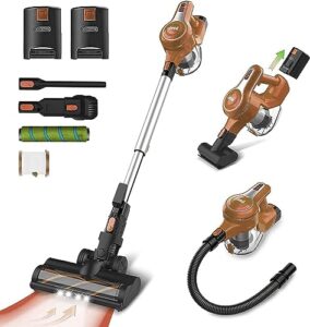 inse cordless vacuum cleaner, 28kpa 300w brushless stick vacuum with 2 batteries, up to 90min runtime, 10-in-1 powerful rechargeable lightweight cordless vacuum for carpet hard floor pet hair, s6p pro