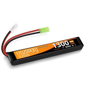 crazepony airsoft battery 7.4v rechargeable 2s lipo 1300mah 25c stick battery with mini tamiya connector for airsoft model guns rifle