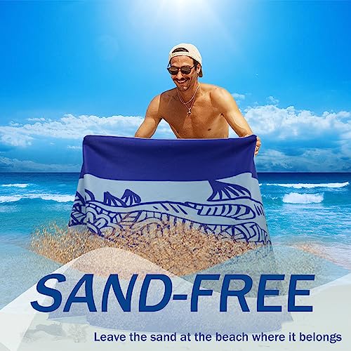 cabanana Sand Free Beach Towel - Large Oversized Beach Towel Sandproof 70x35 Big Microfiber Quick Dry Pool Towel, Thin Lightweight Compact for Travel Swimming Bath Yoga for Adults Women Men (Shark)