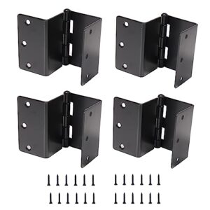 4-pack heavy duty expandable door hinges 3.5 inch offset hinges spcc black matte finish thickned 1/4'' radius corner with 24 screws, for doors interior swing out hinge with holes handicap door hinge