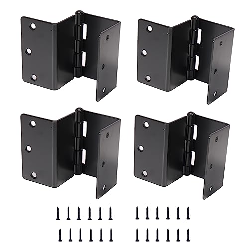 4-Pack Heavy Duty Expandable Door Hinges 3.5 inch Offset Hinges SPCC Black Matte Finish Thickned 1/4'' Radius Corner with 24 Screws, for Doors Interior Swing Out Hinge with Holes Handicap Door Hinge