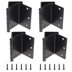 4-Pack Heavy Duty Expandable Door Hinges 3.5 inch Offset Hinges SPCC Black Matte Finish Thickned 1/4'' Radius Corner with 24 Screws, for Doors Interior Swing Out Hinge with Holes Handicap Door Hinge