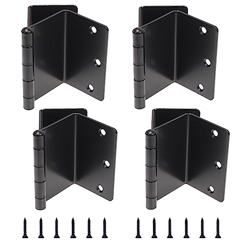 4-Pack Heavy Duty Expandable Door Hinges 3.5 inch Offset Hinges SPCC Black Matte Finish Thickned 1/4'' Radius Corner with 24 Screws, for Doors Interior Swing Out Hinge with Holes Handicap Door Hinge