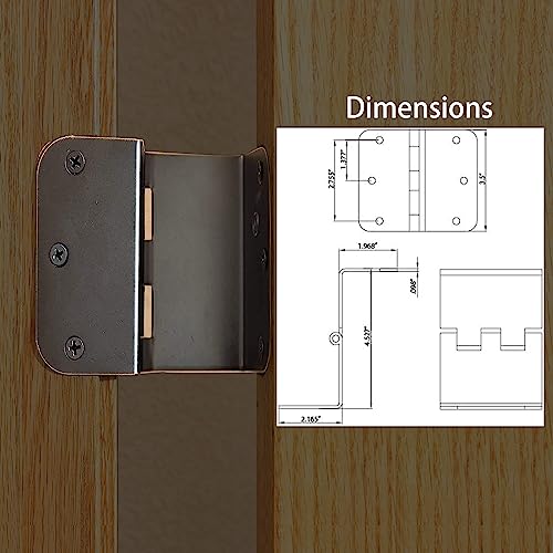 4-Pack Heavy Duty Expandable Door Hinges 3.5 inch Offset Hinges SPCC Black Matte Finish Thickned 1/4'' Radius Corner with 24 Screws, for Doors Interior Swing Out Hinge with Holes Handicap Door Hinge