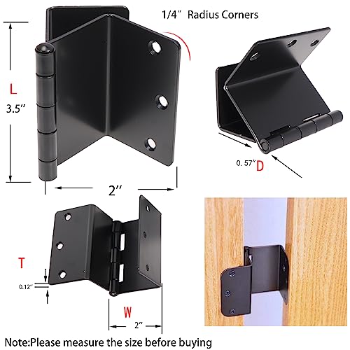 4-Pack Heavy Duty Expandable Door Hinges 3.5 inch Offset Hinges SPCC Black Matte Finish Thickned 1/4'' Radius Corner with 24 Screws, for Doors Interior Swing Out Hinge with Holes Handicap Door Hinge