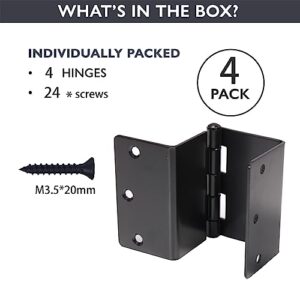 4-Pack Heavy Duty Expandable Door Hinges 3.5 inch Offset Hinges SPCC Black Matte Finish Thickned 1/4'' Radius Corner with 24 Screws, for Doors Interior Swing Out Hinge with Holes Handicap Door Hinge