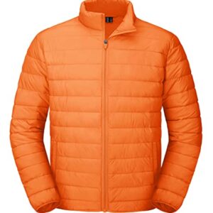 MAGCOMSEN Puffer Jacket Men Packable Down Jacket Lightweight Winter Coats Waterproof Insulated Jacket Orange M