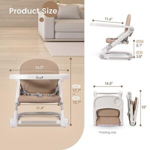 LI’l Pengyu Baby Booster Seat for Dining Table, Portable Travel Dinner Chair with Adjustable Tray and Height, Easy to Assemble and Fold up