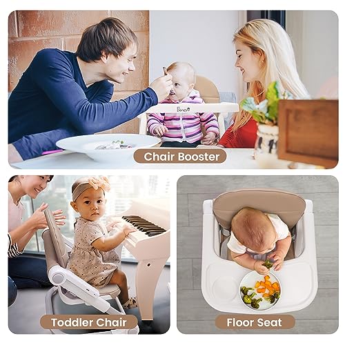 LI’l Pengyu Baby Booster Seat for Dining Table, Portable Travel Dinner Chair with Adjustable Tray and Height, Easy to Assemble and Fold up