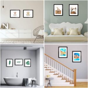 HEGATY Black 11x14 Picture Frame Set of 3, Display Pictures 8x10 with Mat or 11x14 Without Mat for Wall Mounting Display