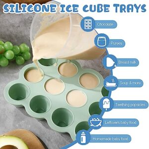 Hoolerry 6 Pcs Baby Food Storage Container Silicone Baby Food Freezer Tray with Clip on Lids Milk Trays for Breastmilk Baby Food Ice Cube Trays for Baby Food Vegetable Fruit Purees, 2 Styles