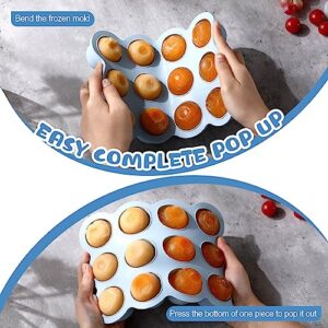 Hoolerry 6 Pcs Baby Food Storage Container Silicone Baby Food Freezer Tray with Clip on Lids Milk Trays for Breastmilk Baby Food Ice Cube Trays for Baby Food Vegetable Fruit Purees, 2 Styles