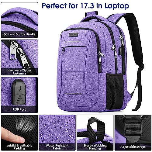 BIKROD Backpack for Men, Large School Backpacks for Teens Water Resistant Travel Back Pack with USB Charging Port, Business Anti Theft Durable Computer Bag Gifts Fits 17.3 Inch Laptop