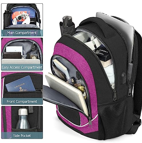 Travel Laptop Backpack for Men and Women, Backpack for School Teen Boys and Girls, Student Bookbag 15.6 inch Laptop Compartment with USB Charging Port and Anti theft Poket, Black