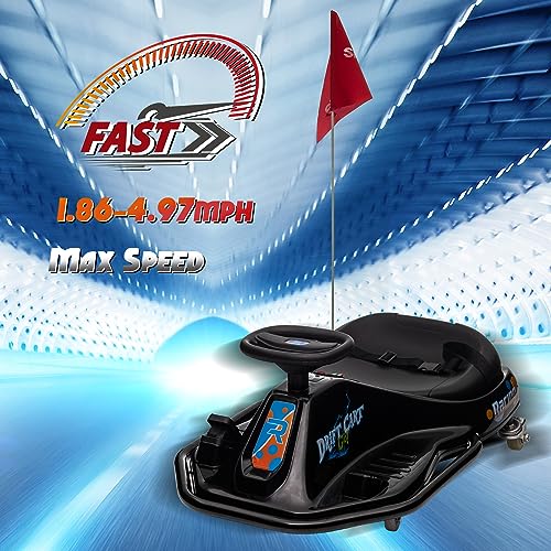 LUIBAS 24V Electric Drifting Go Kart for Kids, Kids Ride on Car with Seatbelt, Music, Bluetooth, Ride on Toy with Drifting System for Riders up to 135 lbs, Black