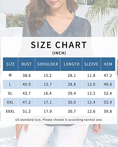 VALOLIA Women Half Sleeve Top and Blouses, Work Clothes for Women Office, Womens Dressy Tops Pretty Flowy Tunic Tops Casual Spring Summer Outfits Evening Tops for Women Elegant Classy Grey XL