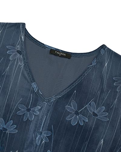 VALOLIA Women Half Sleeve Top and Blouses, Work Clothes for Women Office, Womens Dressy Tops Pretty Flowy Tunic Tops Casual Spring Summer Outfits Evening Tops for Women Elegant Classy Grey XL