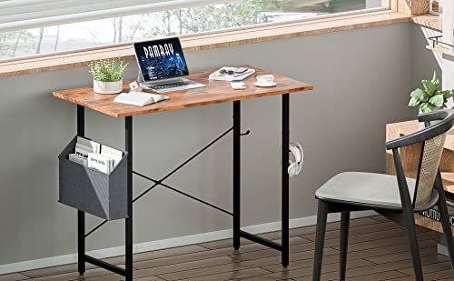 Pamray 32 Inch Computer Desk for Small Spaces with Storage Bag, Home Office Work Desk with Headphone Hook, Small Office Desk Study Writing Table