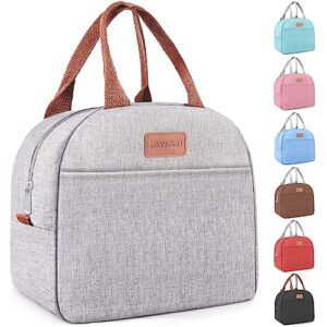 lunch bag for women & men adult insulated lunch box, small leakproof cooler food lunch containers reusable high capacity lunch tote bags for work, travel, outdoor (grey)