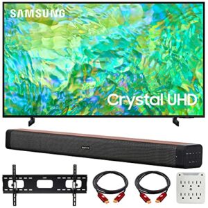 samsung un50cu8000 50 inch crystal uhd 4k smart tv bundle with deco home 60w 2.0 channel soundbar, 37"-100" tv wall mount bracket bundle and 6-outlet surge adapter (2023 model)