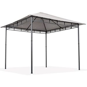 warmally 10x10 grill gazebo canopy tent, outdoor single soft-top canopy, bbq tent for deck, lawn, gardens, backyard and party(light grey)