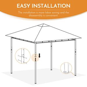 Warmally 10x10 Grill Gazebo Canopy Tent, Outdoor Single Soft-Top Canopy, BBQ Tent for Deck, Lawn, Gardens, Backyard and Party(Light Grey)